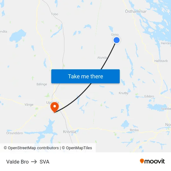 Valde Bro to SVA map