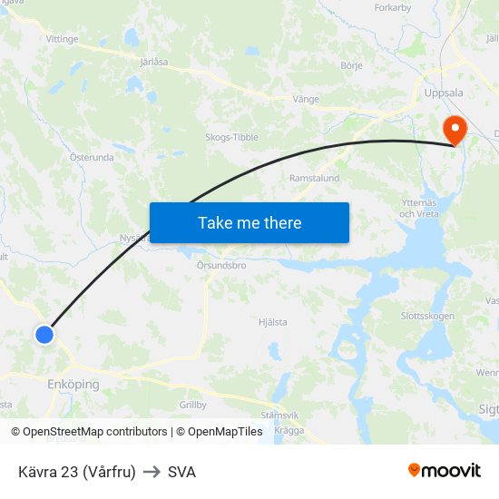 Kävra 23 (Vårfru) to SVA map