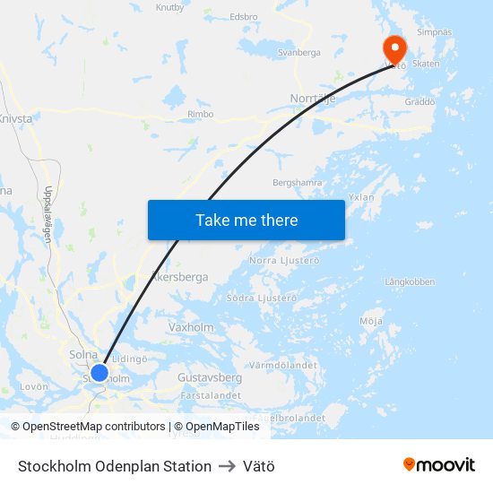 Stockholm Odenplan Station to Vätö map