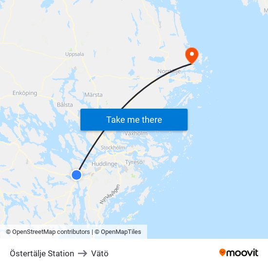 Östertälje Station to Vätö map