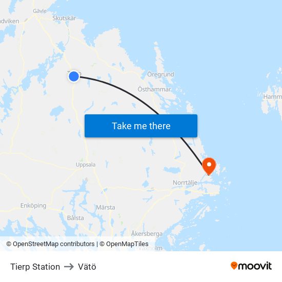 Tierp Station to Vätö map