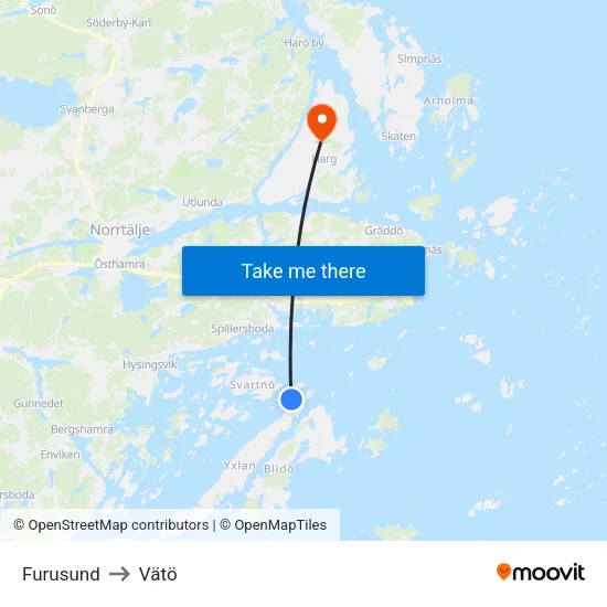 Furusund to Vätö map