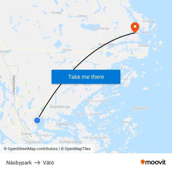 Näsbypark to Vätö map