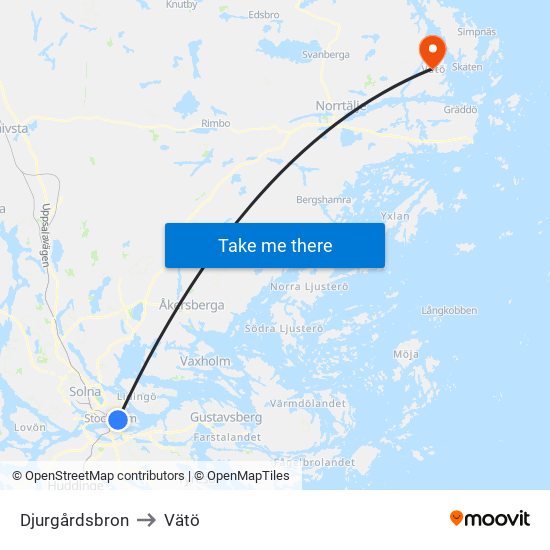 Djurgårdsbron to Vätö map