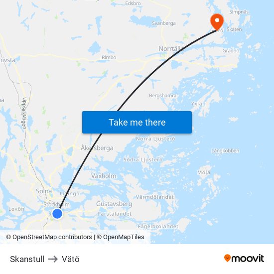 Skanstull to Vätö map