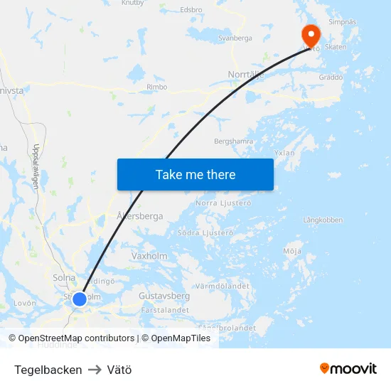 Tegelbacken to Vätö map
