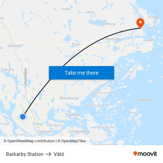 Barkarby Station to Vätö map