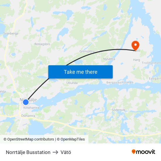 Norrtälje Busstation to Vätö map