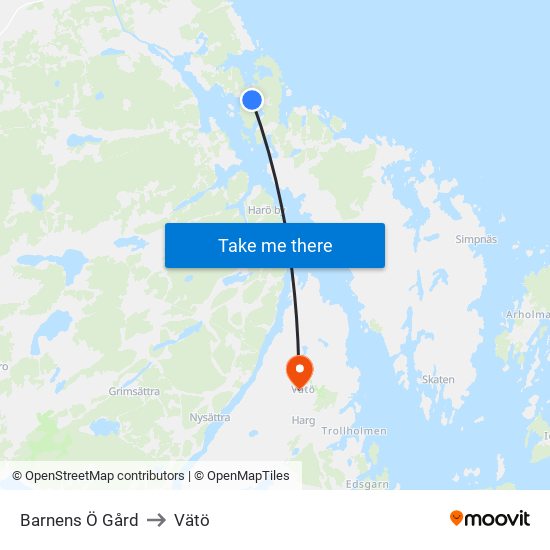 Barnens Ö Gård to Vätö map