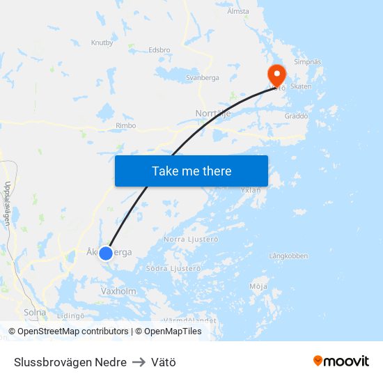 Slussbrovägen Nedre to Vätö map