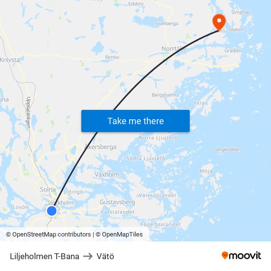 Liljeholmen T-Bana to Vätö map