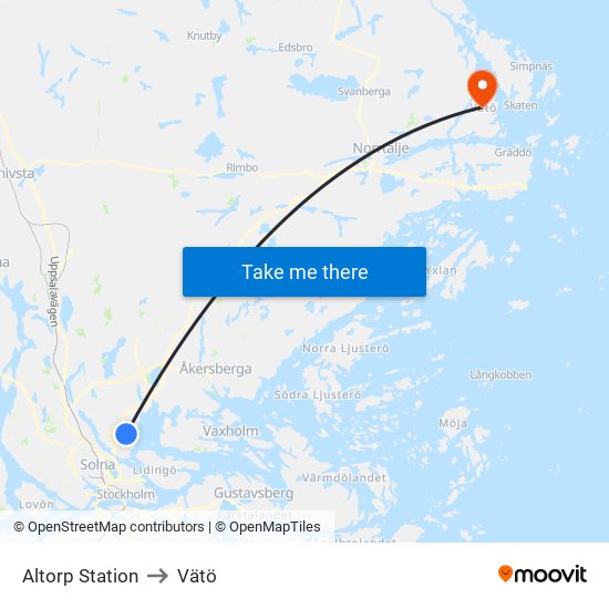 Altorp Station to Vätö map