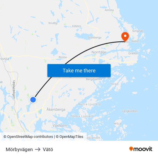 Mörbyvägen to Vätö map