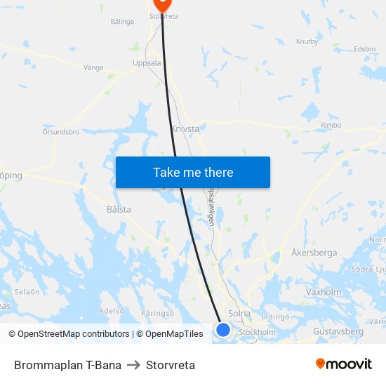 Brommaplan T-Bana to Storvreta map