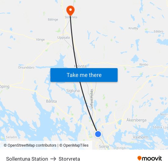 Sollentuna Station to Storvreta map