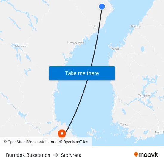 Burträsk Busstation to Storvreta map