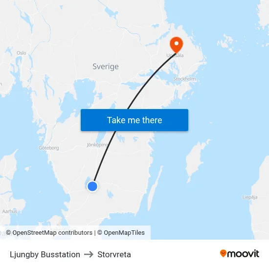 Ljungby Busstation to Storvreta map