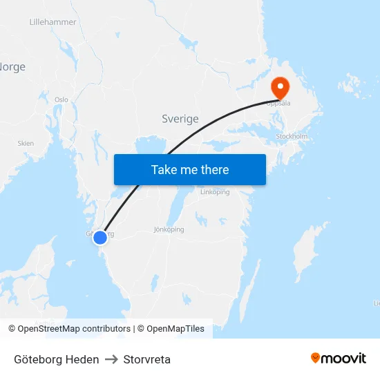 Göteborg Heden to Storvreta map
