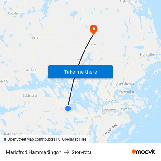 Mariefred Hammarängen to Storvreta map