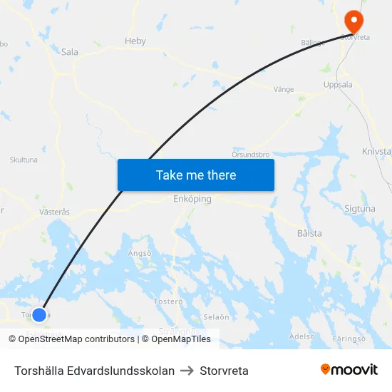 Torshälla Edvardslundsskolan to Storvreta map