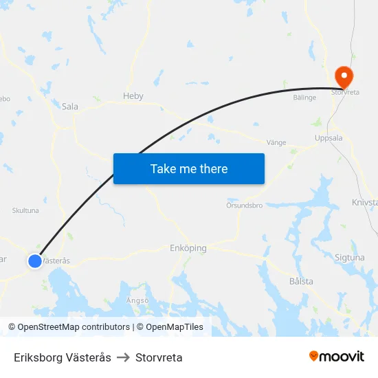 Eriksborg Västerås to Storvreta map