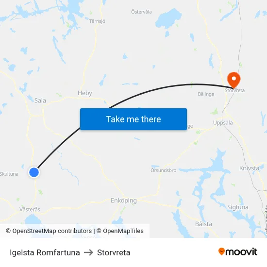 Igelsta Romfartuna to Storvreta map