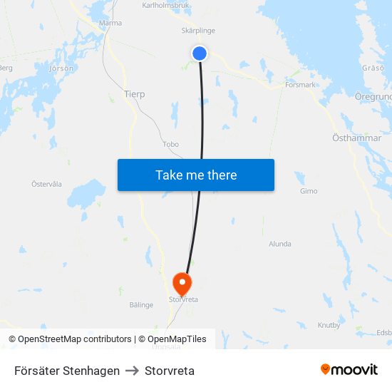 Försäter Stenhagen to Storvreta map