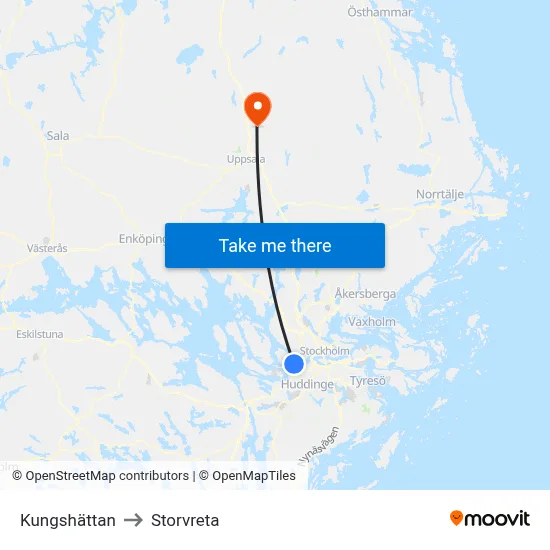 Kungshättan to Storvreta map