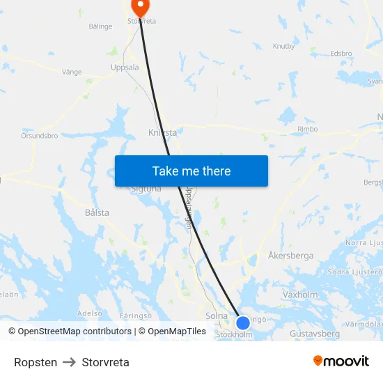 Ropsten to Storvreta map