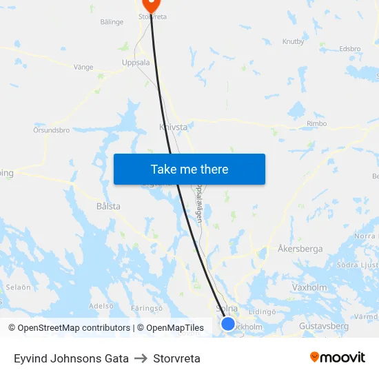 Eyvind Johnsons Gata to Storvreta map