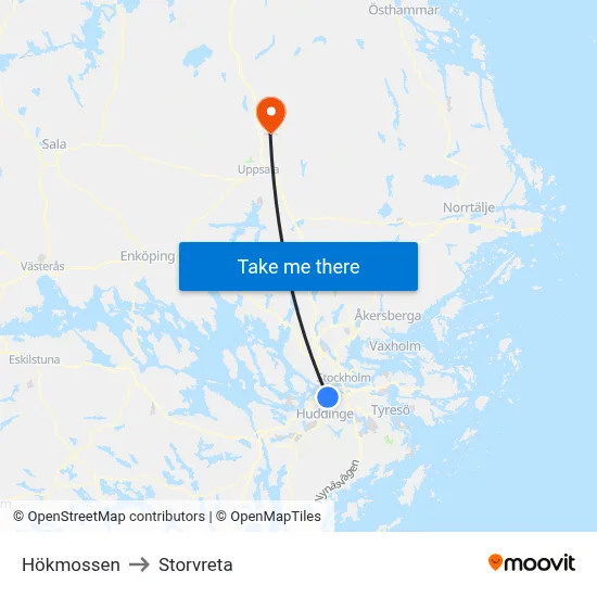 Hökmossen to Storvreta map