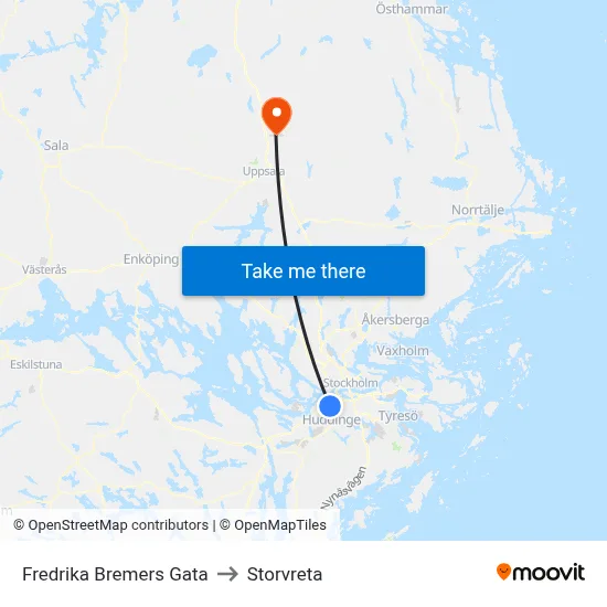 Fredrika Bremers Gata to Storvreta map