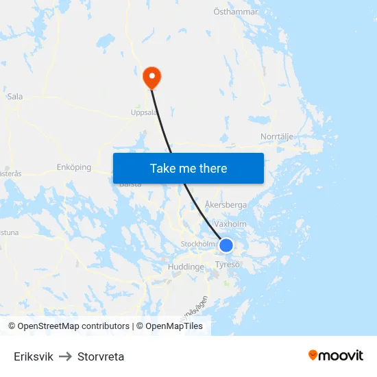 Eriksvik to Storvreta map