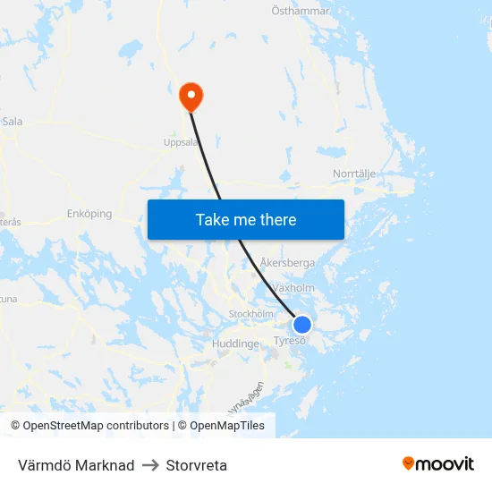 Värmdö Marknad to Storvreta map