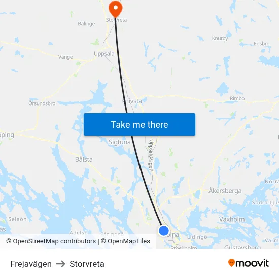 Frejavägen to Storvreta map