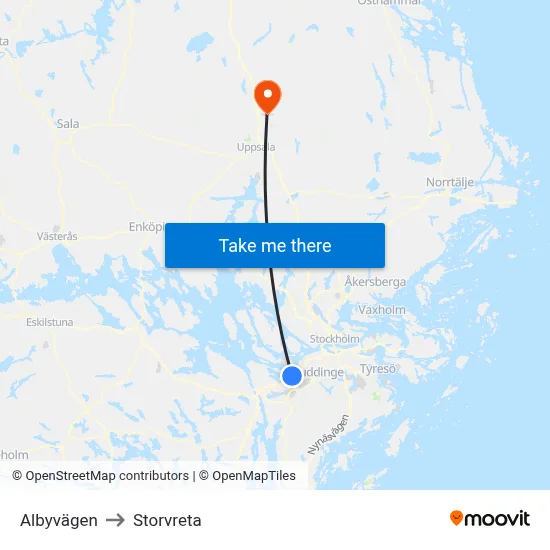 Albyvägen to Storvreta map