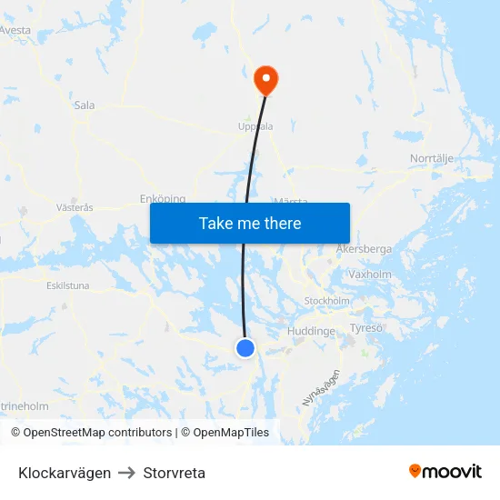 Klockarvägen to Storvreta map