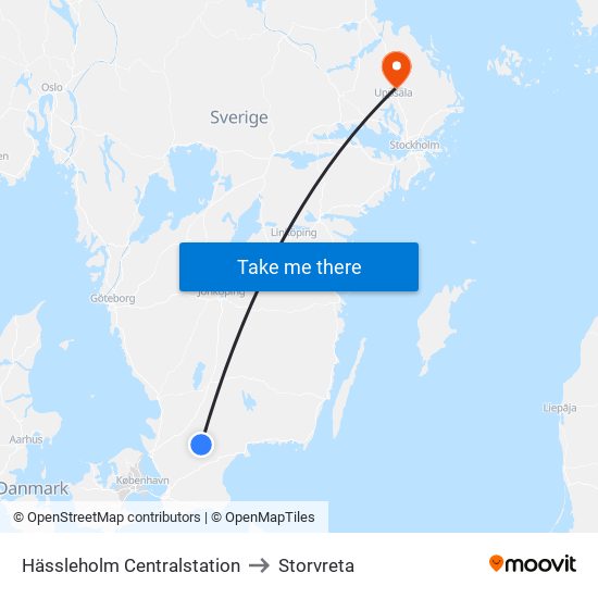 Hässleholm Centralstation to Storvreta map