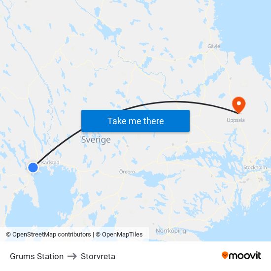 Grums Station to Storvreta map