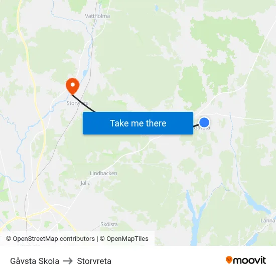 Gåvsta Skola to Storvreta map