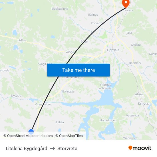 Litslena Bygdegård to Storvreta map