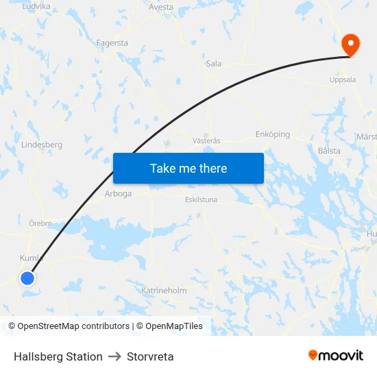 Hallsberg Station to Storvreta map
