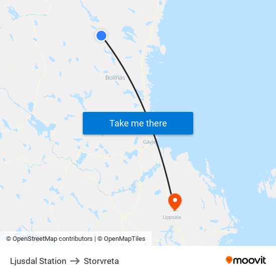 Ljusdal Station to Storvreta map