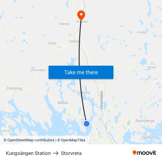 Kungsängen Station to Storvreta map