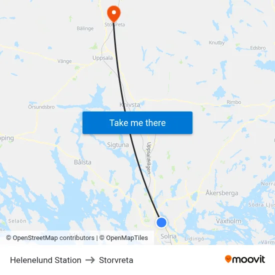Helenelund Station to Storvreta map