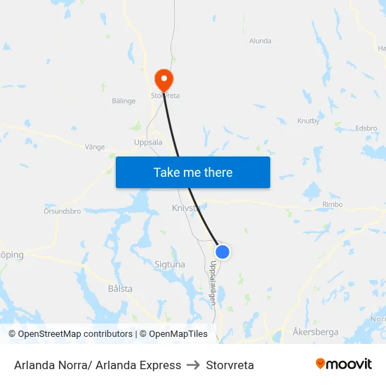 Arlanda Norra/ Arlanda Express to Storvreta map