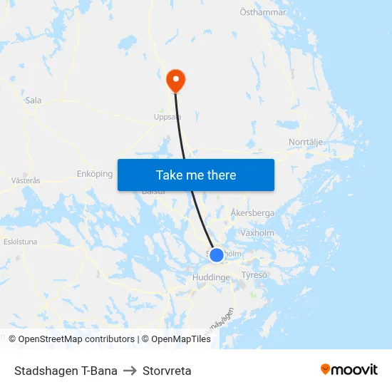 Stadshagen T-Bana to Storvreta map