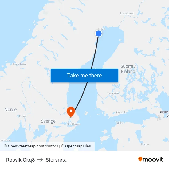 Rosvik Okq8 to Storvreta map