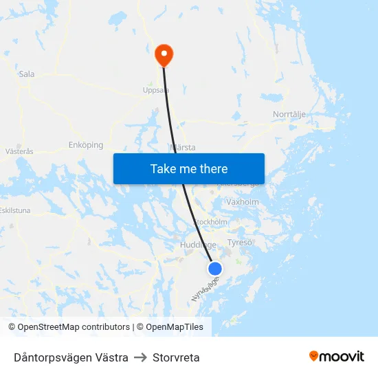Dåntorpsvägen Västra to Storvreta map
