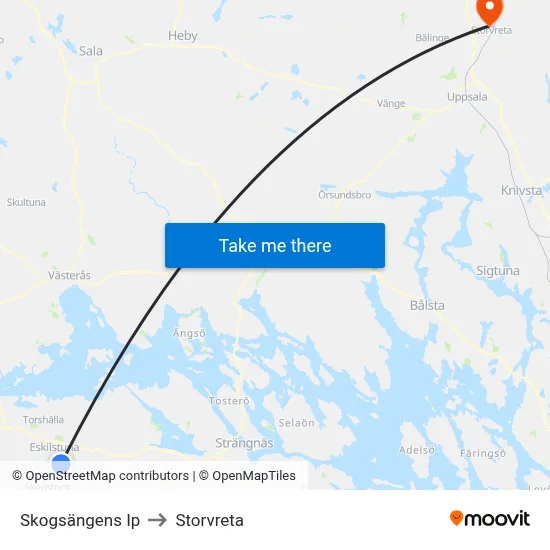 Skogsängens Ip to Storvreta map